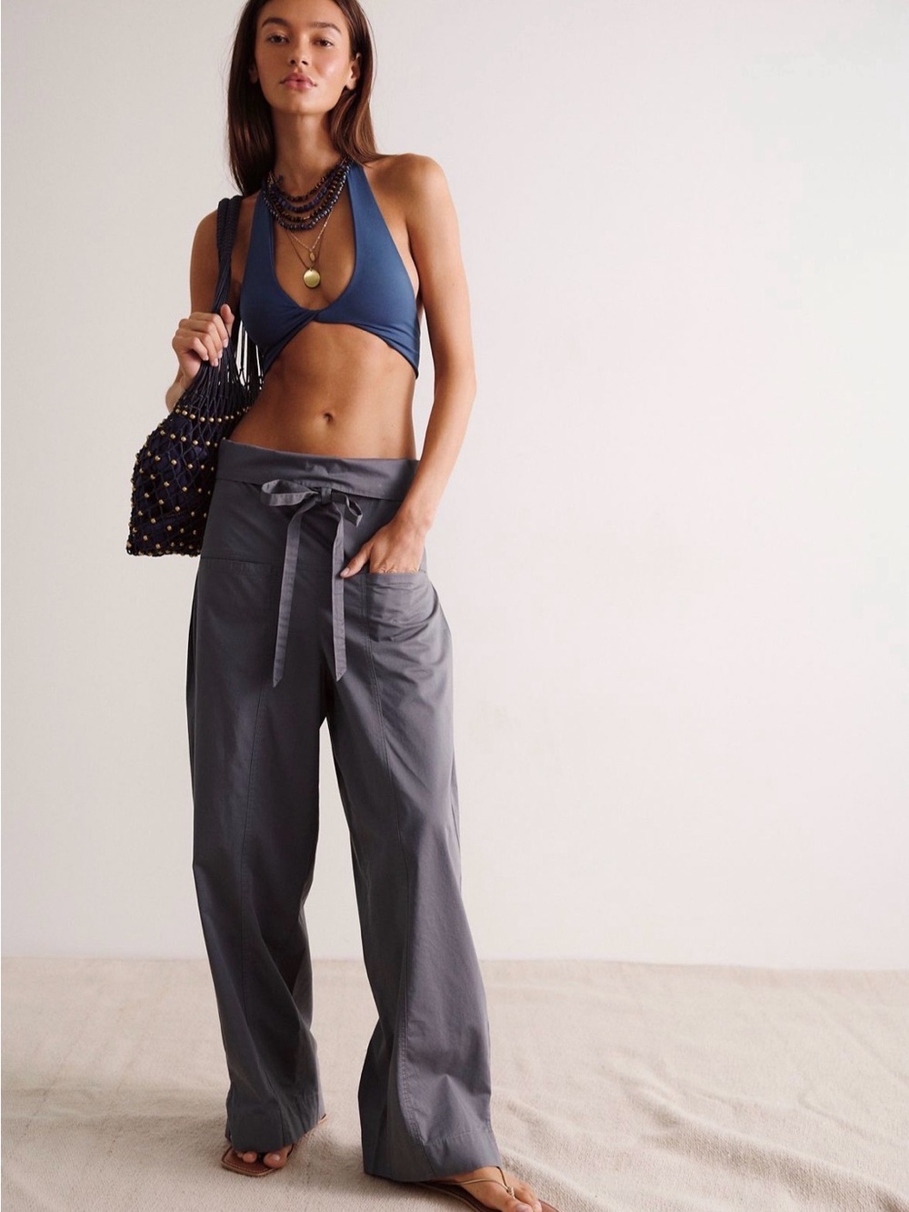 Intimately FP Round Two Twisted Halter Bralette-set of 3(Black, Blue, and Taupe) - Picture 6 of 7